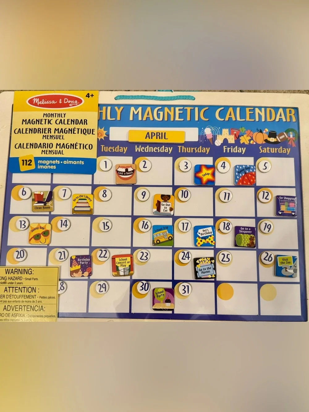 Melissa & Doug Monthly Magnetic Calendar Set, 112 Magnets, back to school